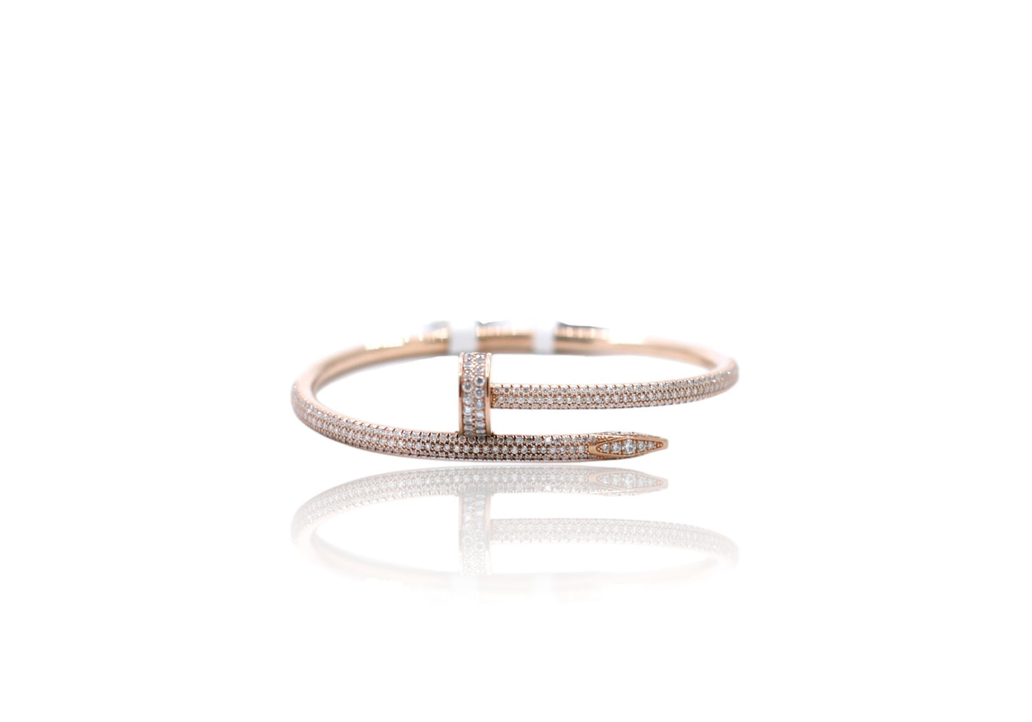 Women's 14K Rose Gold Diamond Nail Bracelet