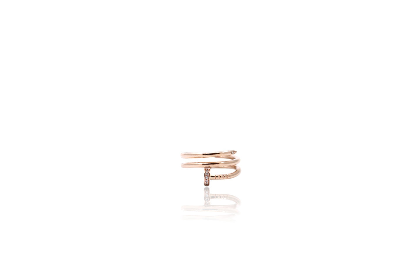 Women's 18K Rose Gold Diamond Nail Ring