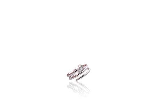 Women's 18k White Gold Diamond Nail Ring