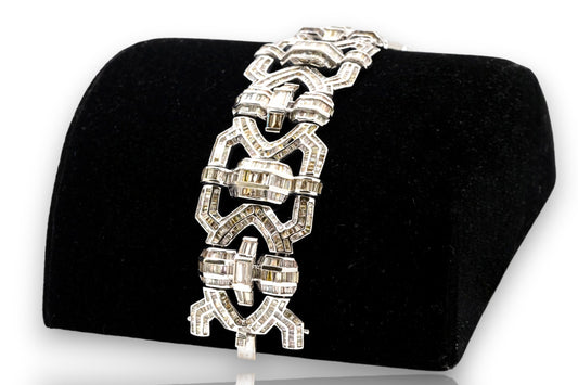 Women's 40ct White Gold Baguette Bracelet