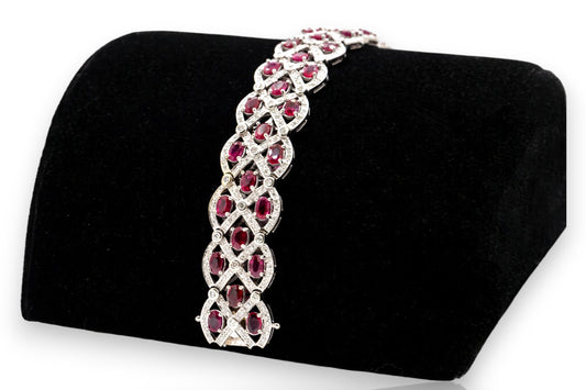 Women's Ruby and Diamond White Gold Bracelet